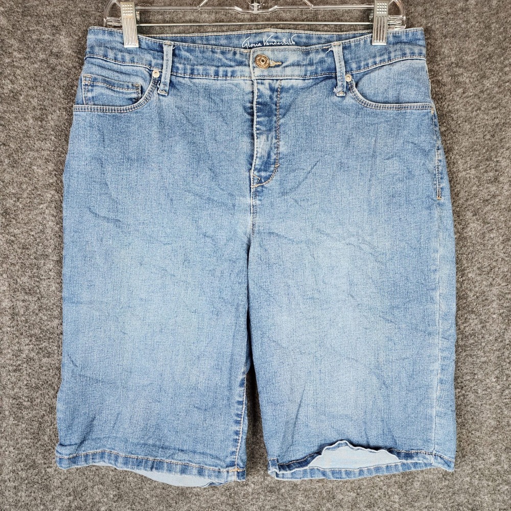Gloria Vanderbilt Shorts Womens 10 All-Around Slimming Blue Denim Stretch EUC